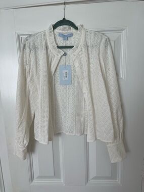 Hill House Cream Eyelet Ruffle Blouse